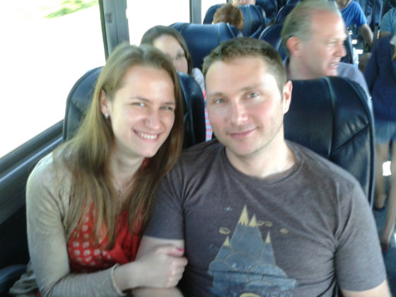 TMS Project Manager Kraig Kurtenbach and his soon-to-be wife Anya on the bus trip home.