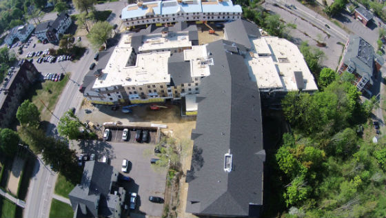 Another view from the drone of Madbury Commons nearing completion. Source: ProCon
