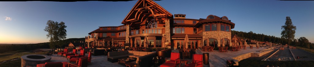 A dramatic view of the clubhouse at sunset. Source: TMS Architects