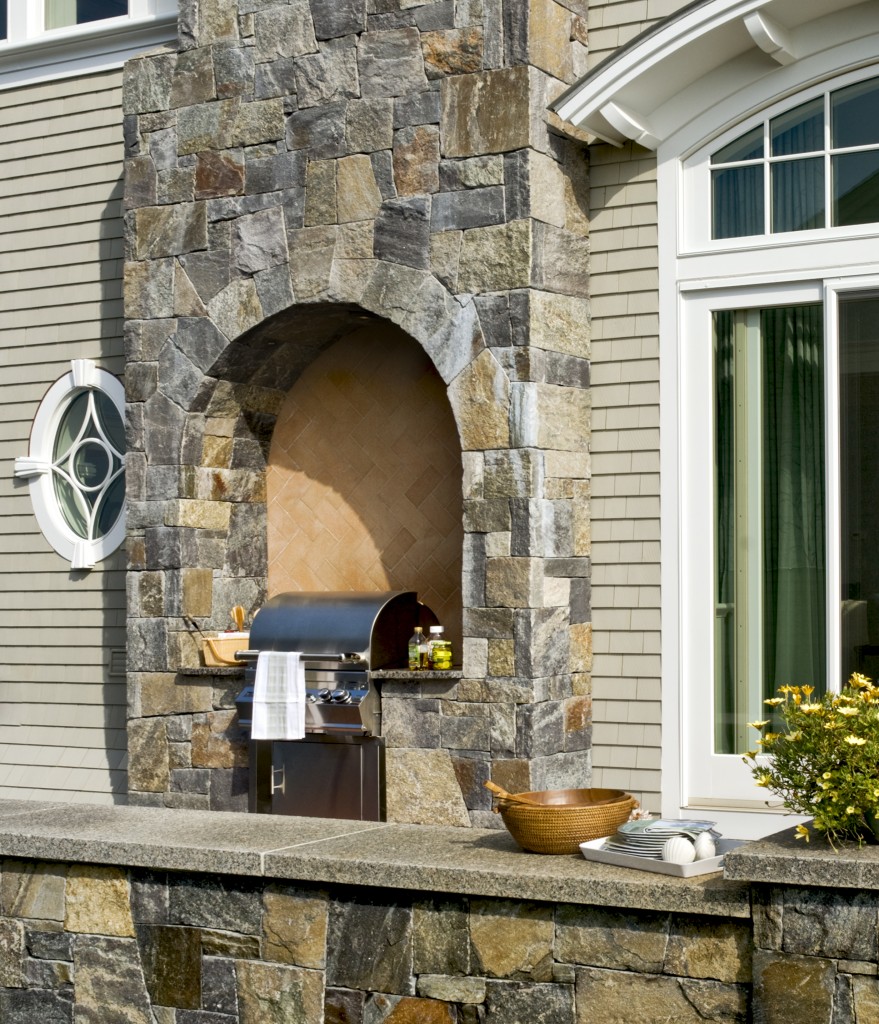 Outdoor grill stone work
