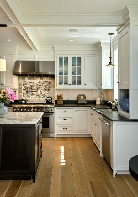  Soapstone is used on these kitchen counters while the island features a marble top. Source: Karosis Photography
